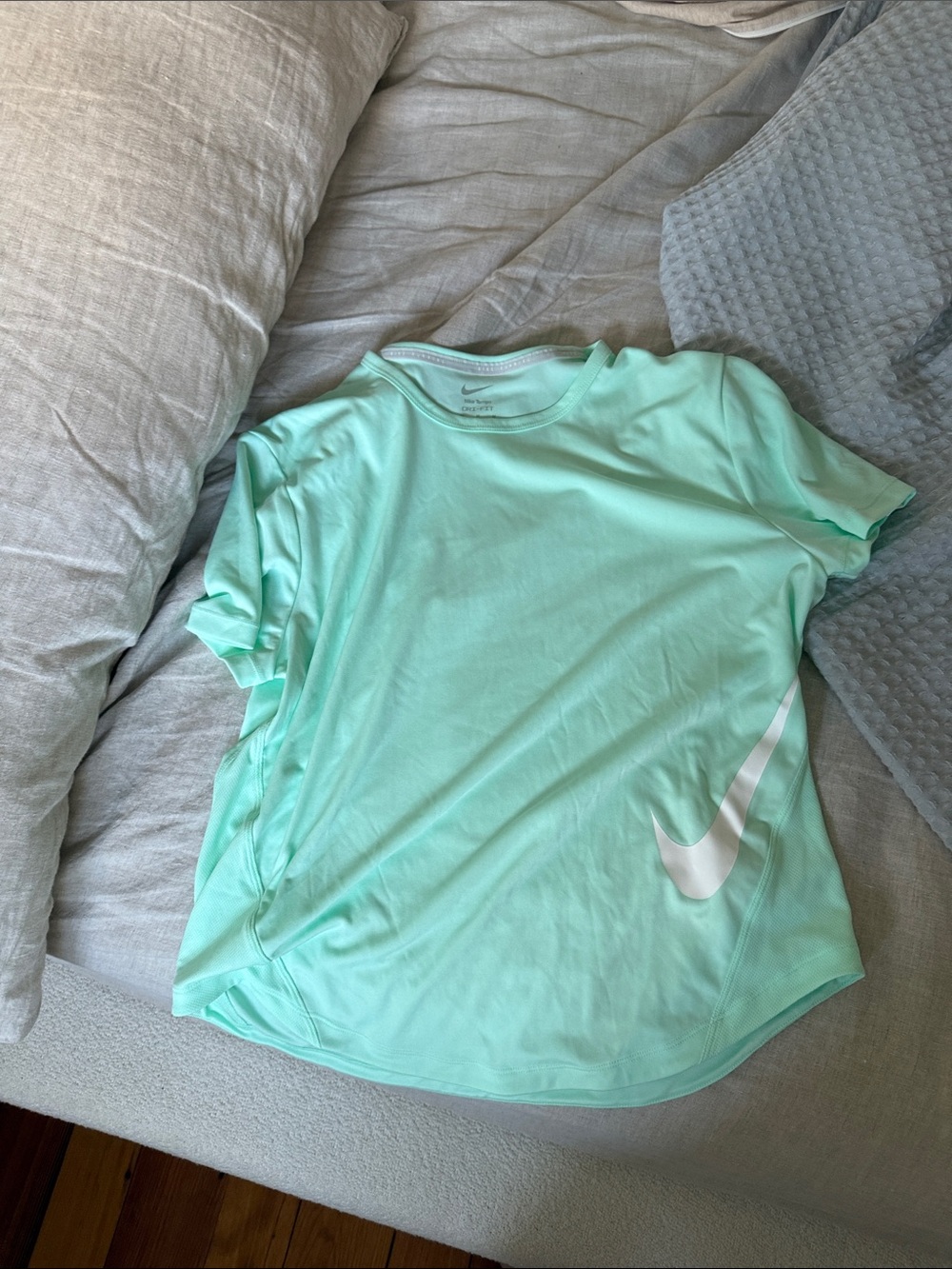 Nike Mint-Cool Green Athletic Tee with White Swoosh